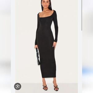 Quince Square Neck Brown Long Sleeve  Maxi Dress Size Small